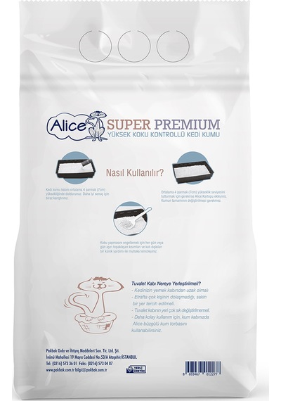Alice Aktif Karbonlu Super Premium Topaklaşan Bentonit Kedi Kumu 10 L