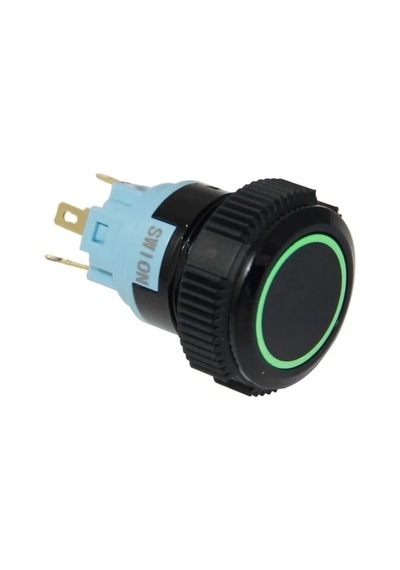 Swion 19mm Led'li Plastik Buton Kalıcılı Siyah Mavi Led