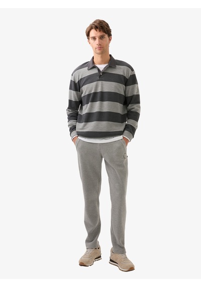 Erkek Polo Yaka Sweatshirt 40834 - Gri Gri