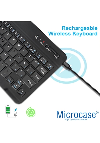 Tablet Apple Uyumlu iPad Bluetooth Klavye Şarjlı Kablosuz - Al2671 Beyaz