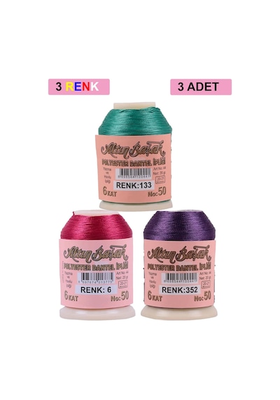 3 Adet Altınbaşak Oya Ve Dantel İpi 20 Gr - Royaleks - No: 006 -