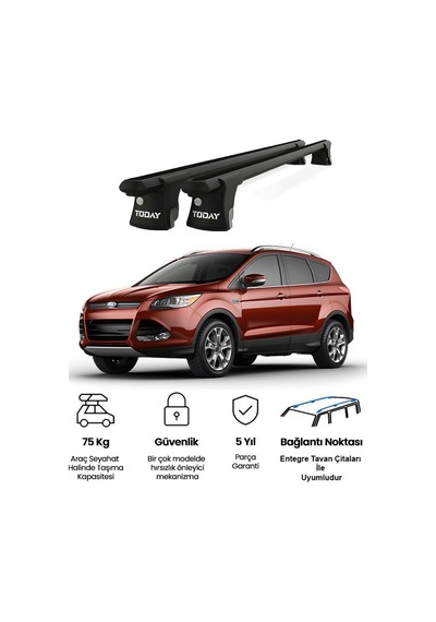 Trio-ı Ford Kuga 2012 Ve Sonrası Uyumlu Siyah Kilitli Ara Atkı 120cm Port Bagaj Tavan Barı