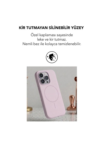 Apple İphone 15 Pro Max Uyumlu Magsafe Lansman Silikon Kılıf Pudra