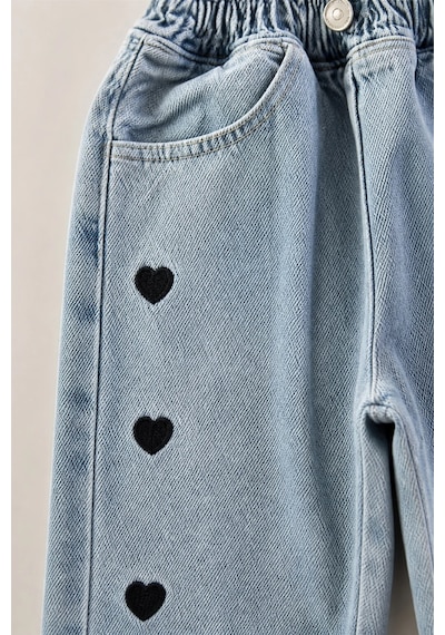 Eray Alp Kids Kız Çocuk Kalp Nakışlı Jean Mavi