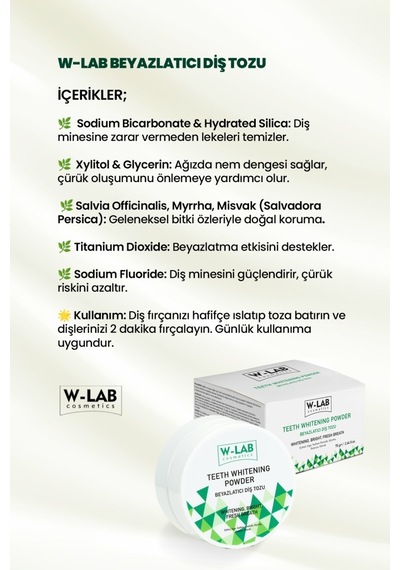 W-Lab Cosmetics Beyazlatıcı Diş Tozu 75 Gr