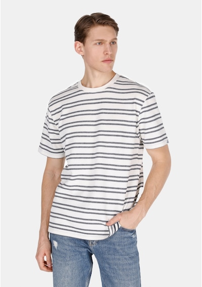 Colin's Colins Comfort Fit Yuvarlak Yaka Çizgili Erkek Beyaz Kısa Kol Tişört Cl1073624 Q1.v1 Wht Beyaz