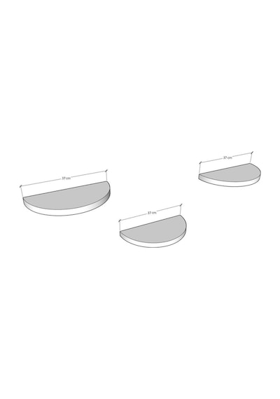 Asra Trend Oval Duvar Rafı DRF-04 %100 MDF 3'lü Dekoratif Organizer Kitaplık Meşe