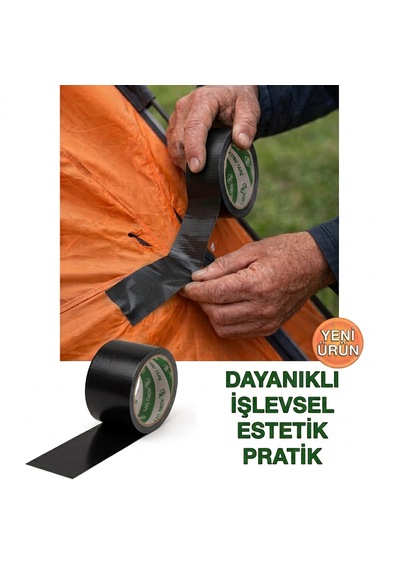Siyah Tamir Bandı 48x10 Metre Çadır Branda Su Geçirmez Bez Bant Güçlü Yapışkan Onarım Bandı