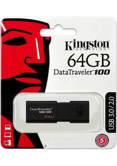 Kingston DataTraveler 100 G3 DT100G3/64GB 64 GB Usb 3.0 Flash Bellek
