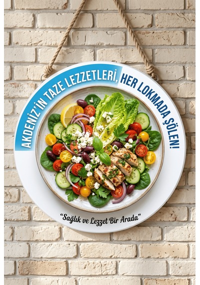 Akdeniz Salatası 2 Temalı Restoranlar Cafeler Lokantalar İçin Ahşap Duvar Kapı Dekoratif