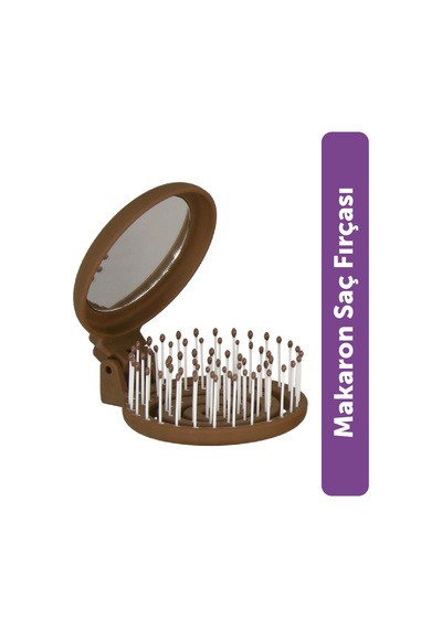 Beauty Makaron Saç Fırçası - 3d Esnek, Aynalı, Çanta Boy - Compact Detangler Kahverengi