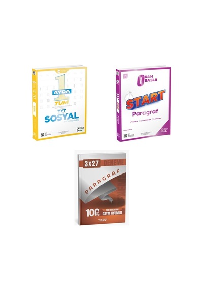 2027 2027 Tyt Üçdörtbeş 1 Ayda Tüm Sosyal Soru + Sıfırdan Başla Start Paragraf + Anla Kazan Paragraf Deneme 3'lü Set