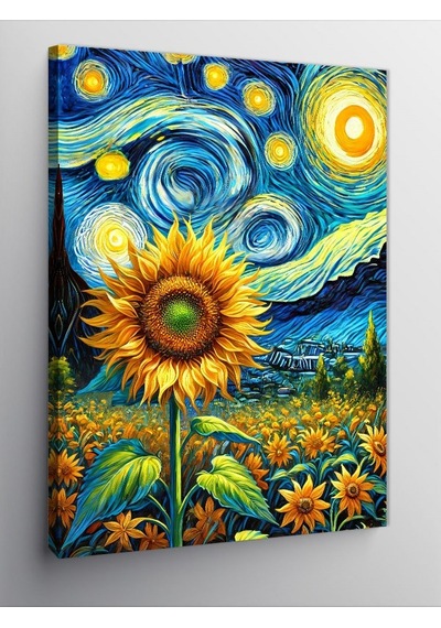 Kanvas Tablo Van Gogh Tarzı Ayçiçeği 100cmx140cm