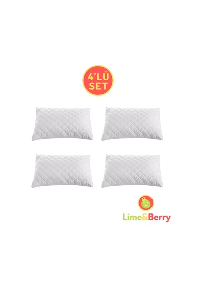 Lime&berry 4'lü Set Yastık Koruyucu, Kapitone Desenli Yastık Alezi, 50 X 70 Cm Beyaz