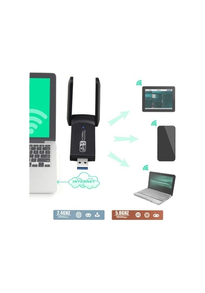 Usb 3.0 1200mbps Wifi Alıcı Adaptörü Çift Bantlı 5ghz 2.4ghz 802.11ac Wifi Anten Dongle Ağ Kartı