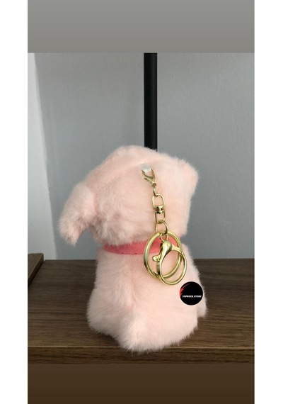 Sevimli Dil Çıkaran Köpek Peluş Oyuncak Anahtarlık Hediyelik Uyku Arkadaşı 15 Cm PEMBE