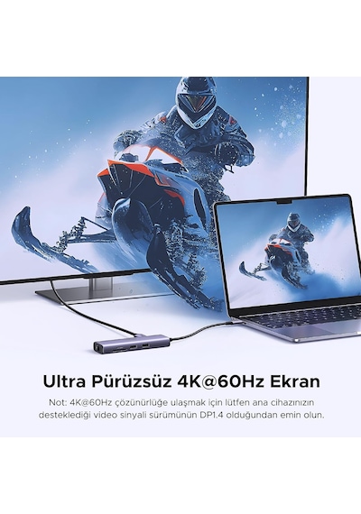 Usb C Hub 4k 60hz Hdmı Hdr 1gbps Ethernet 100w Pd, Sd/microsd, Macbook Air/pro, İpad İçin 2 Usb 3.0 Uyumlu