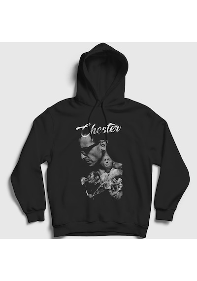 Presmono Unisex Chester V2 Linkin Park Kapüşonlu Sweatshirt Siyah