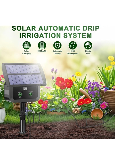 Lcd Ekran Güneş Damla Sulama Sistemi Kiti, 30 Çalışma Modu Ve 10 Sulama Aralığı Güneş Enerjili Damla Sulama Ki