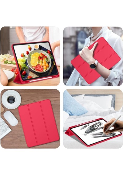 Apple Uyumlu iPad, Pro 12.9 3. Nesil Kılıf Kalem Bölmeli Smart Case A1876