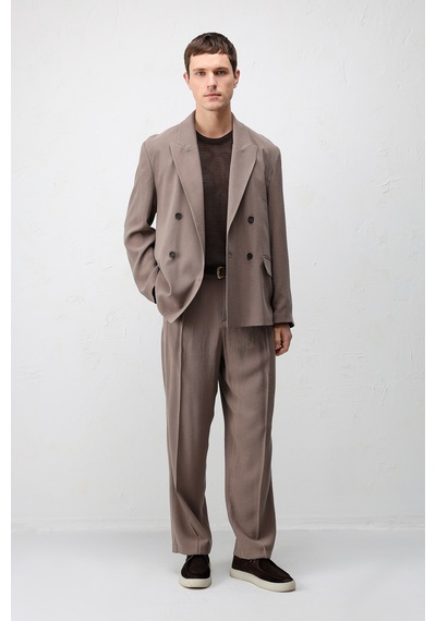 Antioch Modal Karışımlı Relaxed Fit Erkek Blazer Ceket Vizon