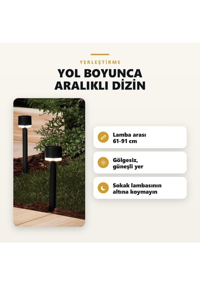 Solar Kazıklı Bahçe Yolu Lambası, Siyah, 12 Adet, Gt-sl47