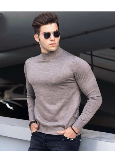 Daniel Milano Yarım Balıkçı Yaka Erkek Bej Triko Kazak Bej