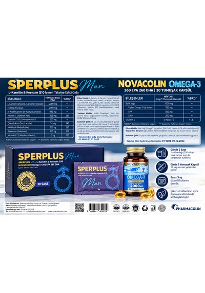 Sperplus Man L-karnitin Koenzim Q10 30 Saşe + Omega-3 30 Kapsül