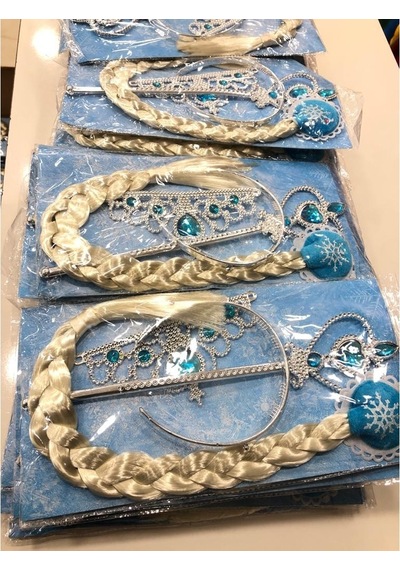 Frozen Elsa Saç Asa Taç Set Takım Çok Renkli