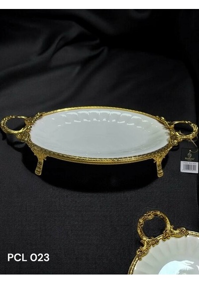 Roy King Elegance Oval Sunum Tabak Gold 46 Cm Pcl023 Altın - Beyaz