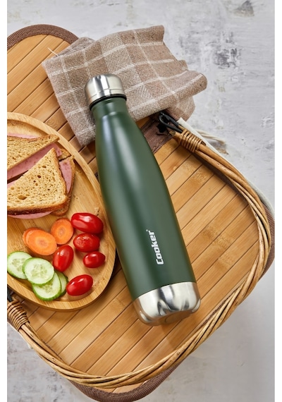 Cooker Hydrokeep 500 Ml Paslanmaz Çelik Şişe Termos Ckr2071 Haki