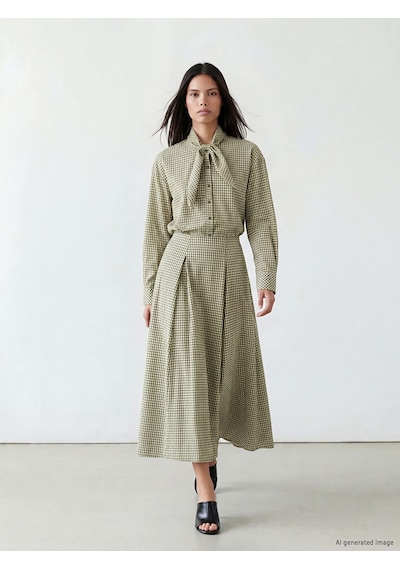 Lcw Modest Kahverengi Ekose Pileli Etek