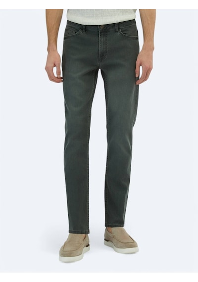 Kip Koyu Yeşil Slim Fit Denim Pamuk Karışımlı Pantolon Koyu Yeşil