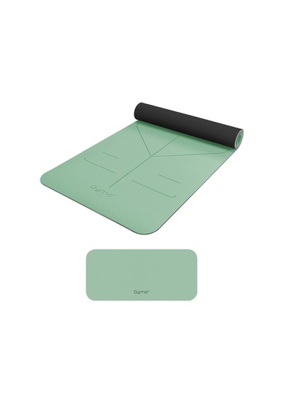 Gymo Hizalamalı 6mm Tpe Yoga Matı Pilates Minderi Diz Dirsek Koruyucu Matlı Set Açık Yeşil