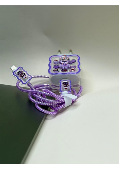 Sweety iPhone Uyumlu Kablo Ve Başlık Koruyucu Set Mor