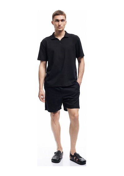 Koton Pamuklu Regular Fit V Polo Yaka Kısa Kollu Tişört Siyah 5sam10024mk Siyah