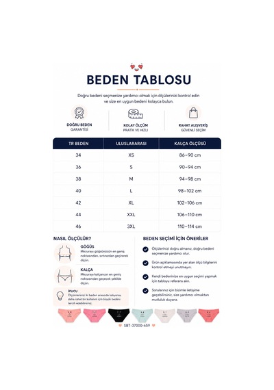 Sebatingo Kadın Renkli 7 Gün Pamuklu Likralı Külot 37000-659 Renkli