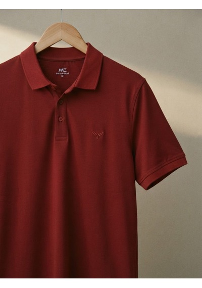 Maccali Erkek Bordo Amblemli Basic Polo Yaka Tişört