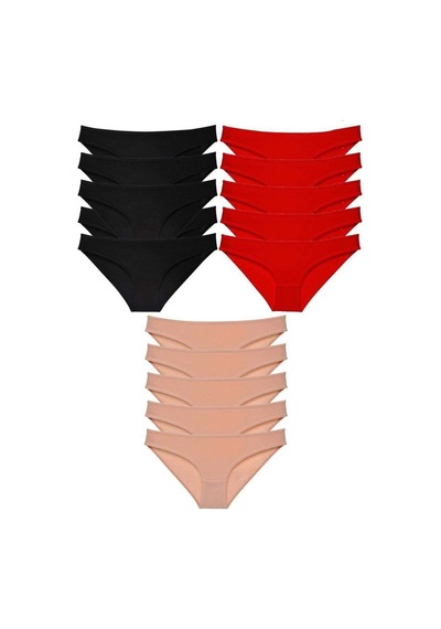 Hubrendy Tedarik 15 Adet Süper Eko Set Likralı Kadın Slip Külot 512 Çok Renkli