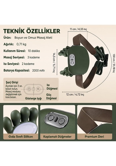 Tr Fh-670 4d Yoğurmalı Boyun Ve Omuz Masaj Aleti Isı Kompresli