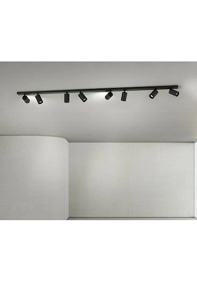 Modern Siyah Metal 150 Cm Gu10 Led Spot Avize Sekizli 8 Lihareket