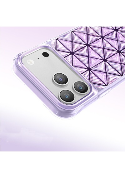 İphone 18 Pro Max Uyumlu Kılıf 3d Buz Blok Desenli Zore Paris Kairo Tpu Kapak Mor