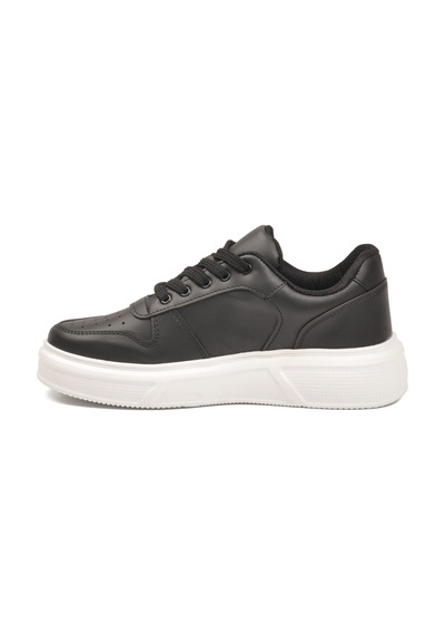 Ayk's Siyah Beyaz Bağcıklı Cilt Hafif Unisex Sneaker Aper 049 G Siyah-beyaz