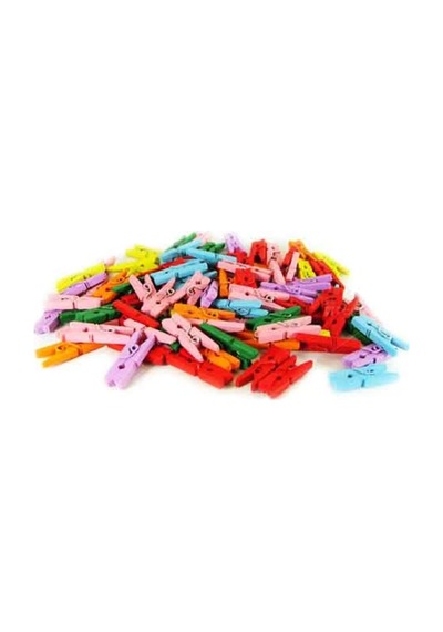 Renkli Mini Ahşap Mandal 100 Adet Diğer