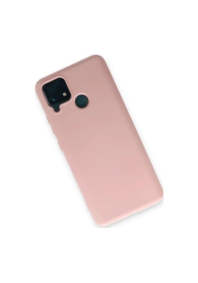 Jenerik Realme C15 Kılıf Nano İçi Kadife Silikon - Pudra
