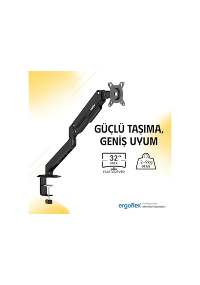 Ergoflex Ef X8 Siyah 17-32inch  Amortisörlü 2-9 Kg Monitör Standı 2026 Versiyon
