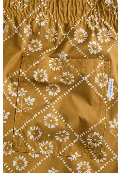 Jack & Jones Jpstmauı Shell Desenli Erkek Deniz Şortu Regular Fit Rahat HARDAL