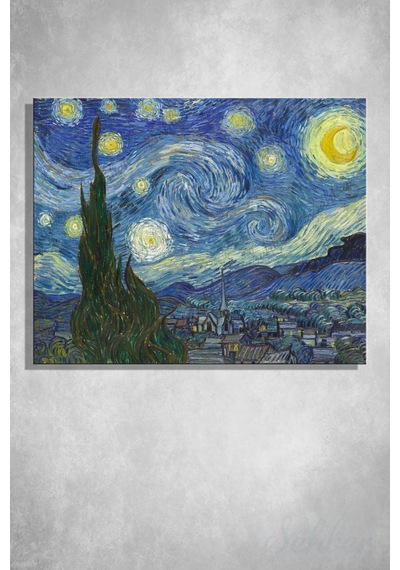 Duvar Tablosu Yatay Kanvas Tekli Salon Mutfak Yatak Odası Ofis Vincent Van Gogh The Starry Night