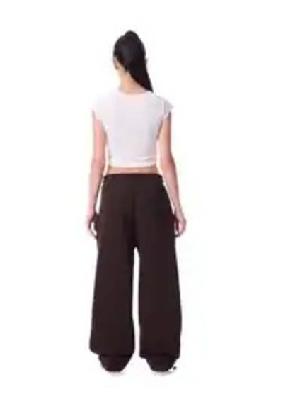 Feville 3 İplik Şardonlu Ayarlanabilir Paça Baggy Unisex Eşofman Altı Kahverengi