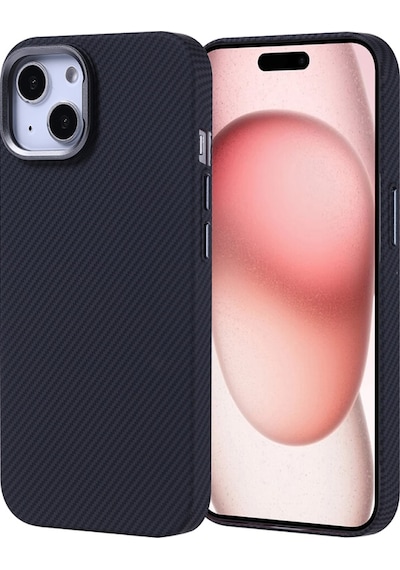 Apple iPhone Uyumlu 15 Kılıf Ultra İnce Karbon Tasarımlı Ve Magsafeli Cabix Premium Kapak Siyah